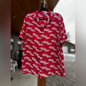H&M Kellogg’s Logo Print Button Up Shirt Men’s L Graphic Streetwear Short Sleeve